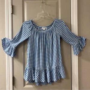 beachlunchlounge Blue and White Checkered Top